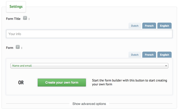 Forms module configuration